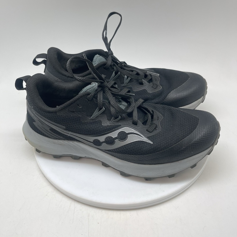 Saucony Peregrine 14 Mens 10 Black Gray Athletic Trail Running Shoes Sneakers